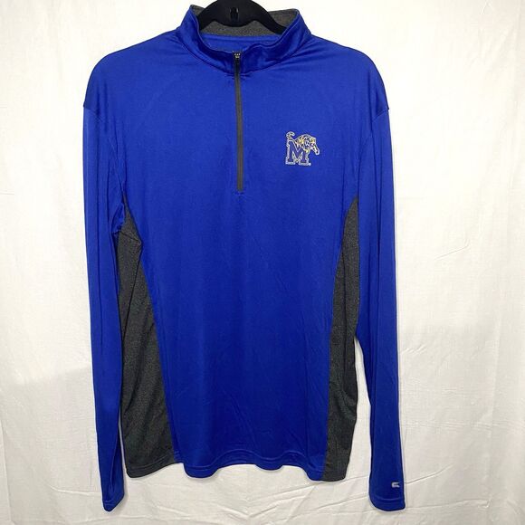 MEMPHIS TIGERS Basketball Pullover Lightweight 1/4 Zip Long Sleeve Mens M Blue - Picture 1 of 8